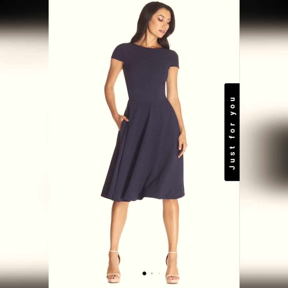 Dress The Population Livia Low Scoop Backline Fit And Flare Dress Black, Small